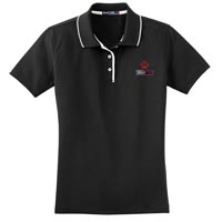 STAFF - Ladies Dri-Mesh Polo - Black with White Piping