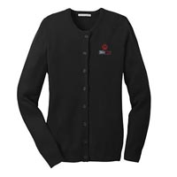 STAFF -  Ladies Jewel-Neck Cardigan - Black