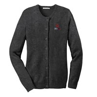 STAFF -  Ladies Jewel-Neck Cardigan - Charcoal Grey