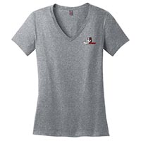 ADULT - Ladies V-Neck Tee - Heathered Nickel